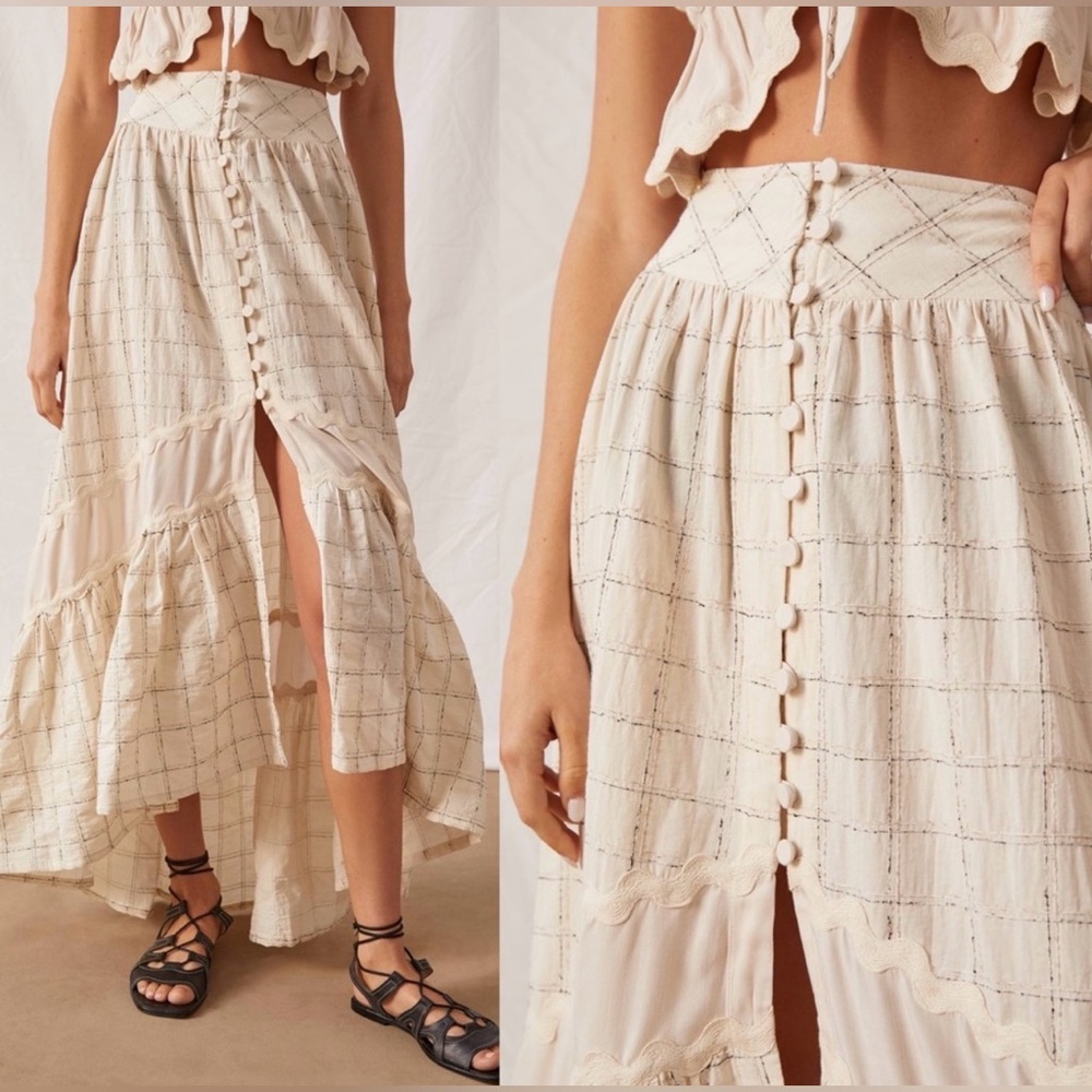 Anthropologie Raissa A-Line Button Front Midi Skirt size M